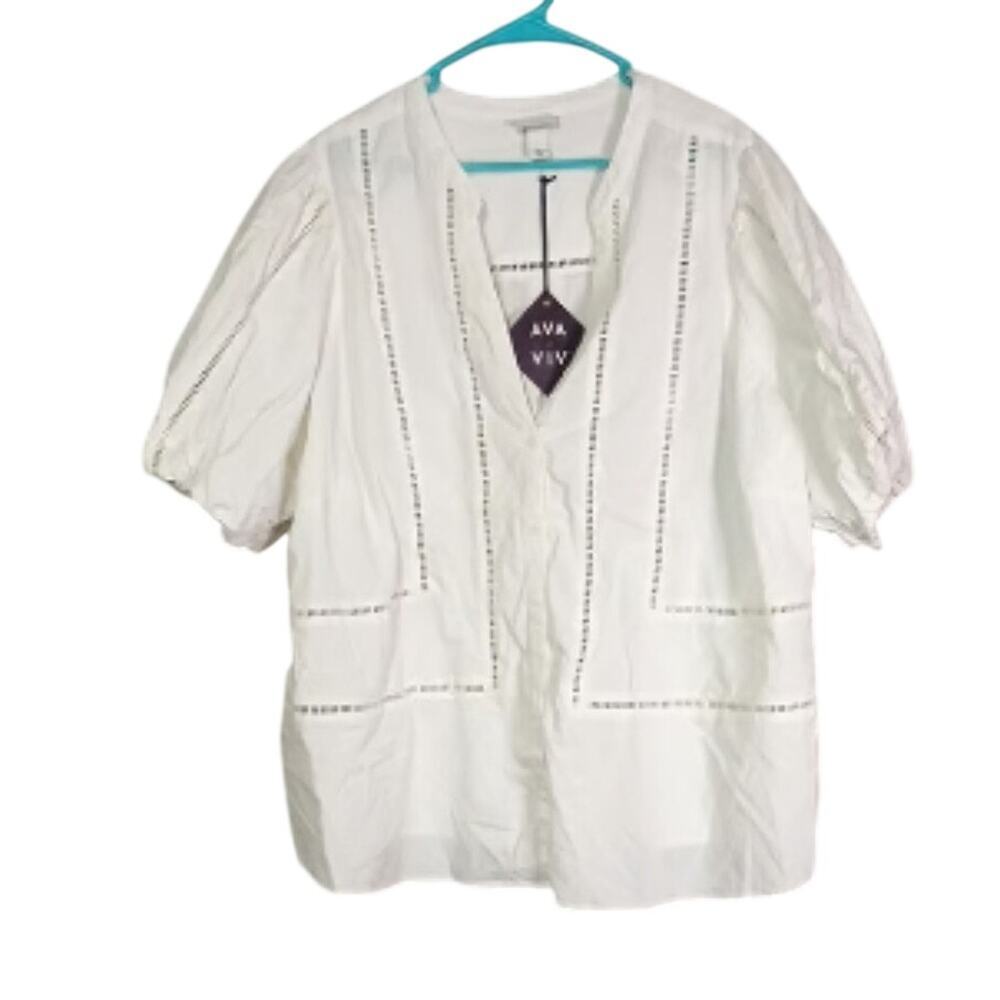 Ava & Viv Cream Eyelet Top